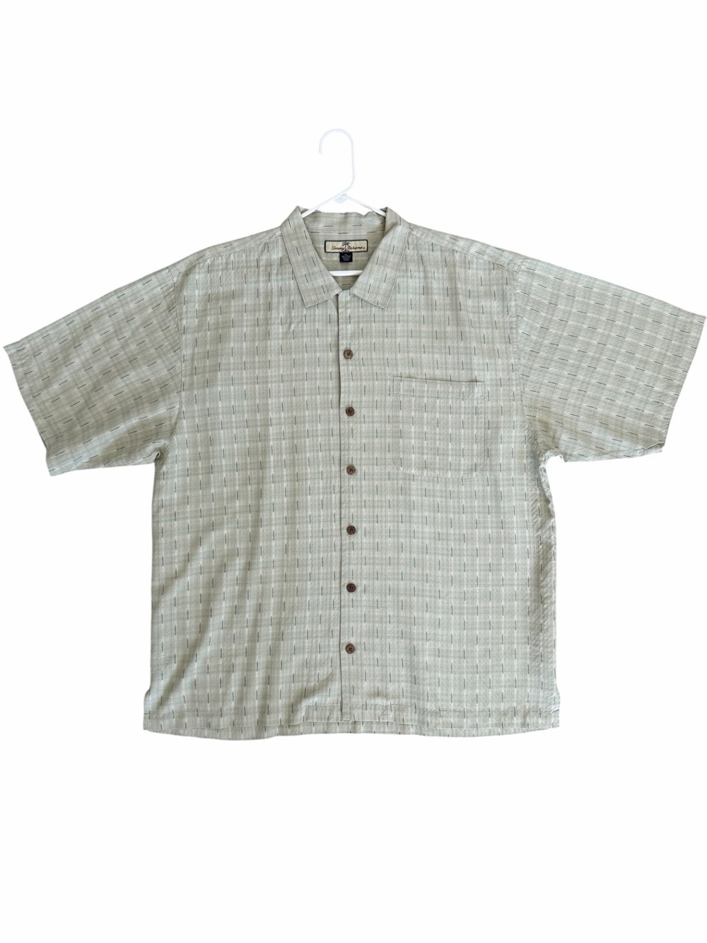 Tommy Bahama Men’s Short-Sleeve Button-Up Shirt Light Green 100% Silk